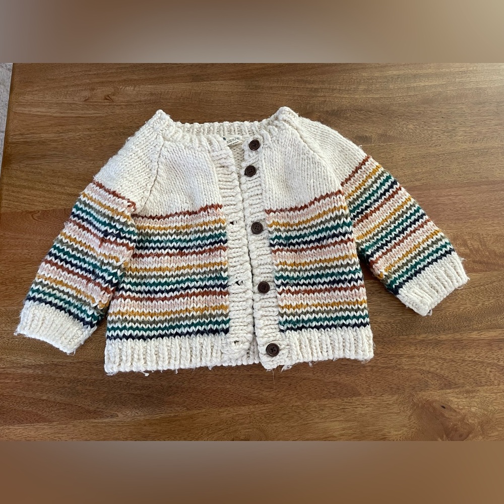 The Blueberry Hill Rainbow Striped Cardigan, Retro, size 4-6 years